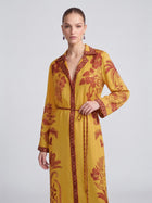 Tropical Motif Print Silk Shirtdress - Social Queen