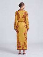 Tropical Motif Print Silk Shirtdress - Social Queen
