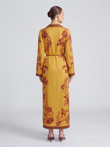 Tropical Motif Print Silk Shirtdress - Social Queen