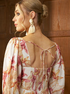 Tropical Print Puff Sleeve Mini Dress - Social Queen