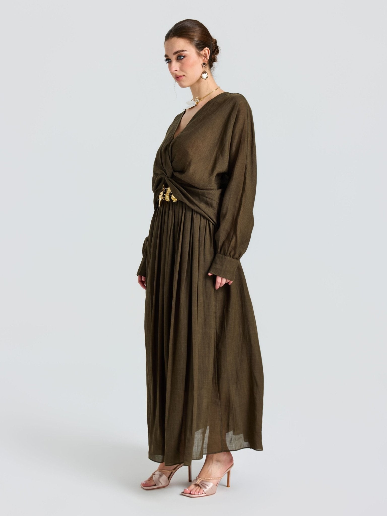 Twist-Front Ramie Shirt - Social Queen