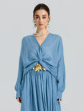 Twist-Front Ramie Shirt - Social Queen