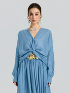 Twist-Front Ramie Shirt - Social Queen