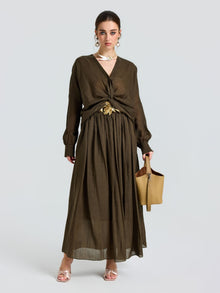 Twist-Front Ramie Shirt - Social Queen
