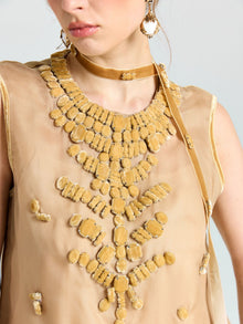 Velvet Scarf Silk Organza Top (Cami Included) - Social Queen