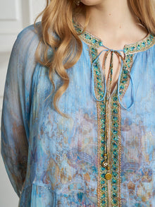 Vintage Palatial Print Tiered Silk Dress - Social Queen