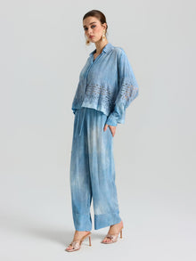 Washed Silk Wide-Leg Pants - Social Queen