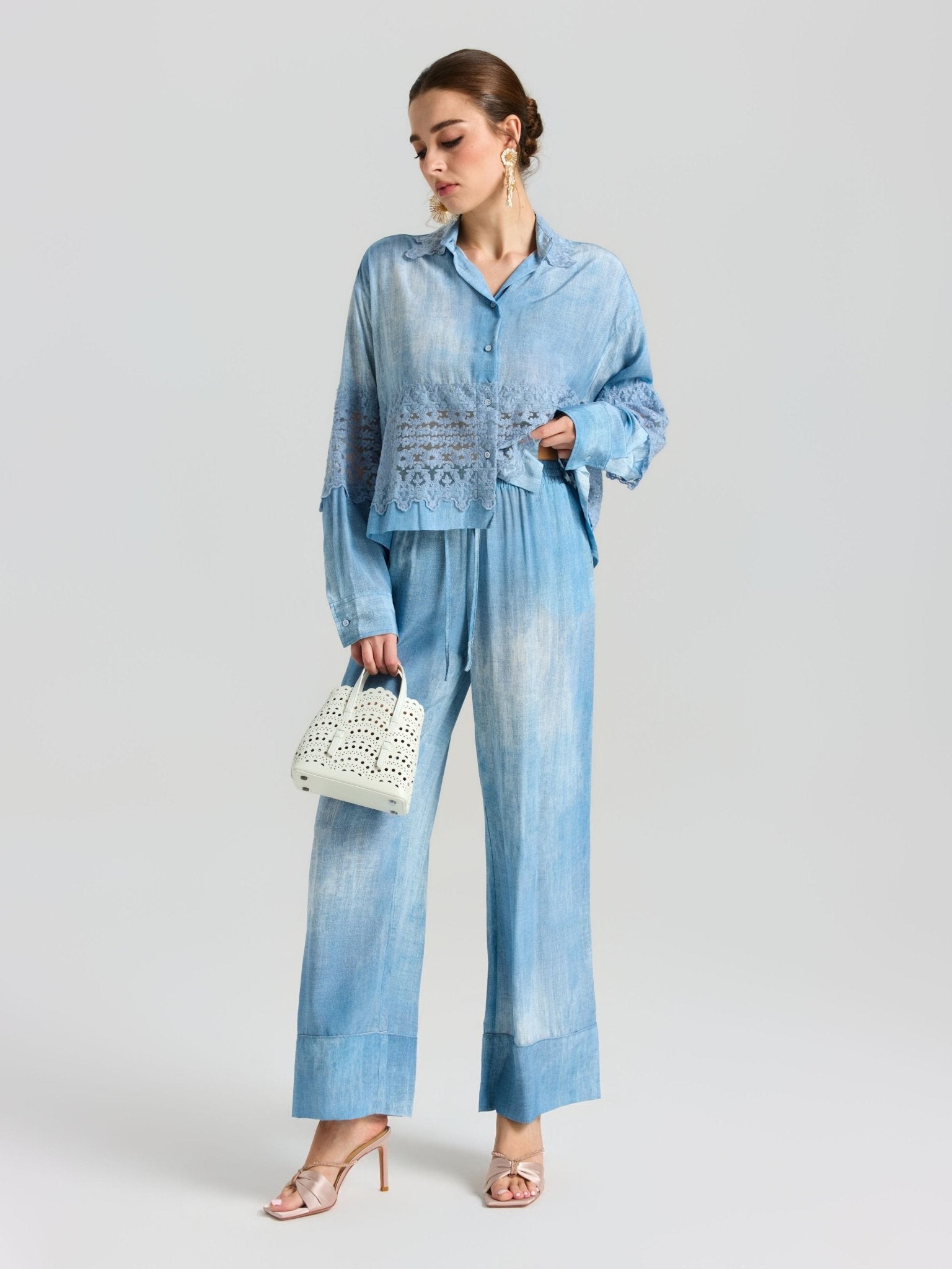 Washed Silk Wide-Leg Pants - Social Queen