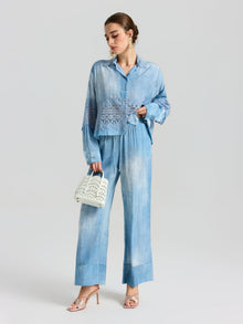 Washed Silk Wide-Leg Pants - Social Queen