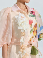 Watercolor Floral Print Appliqué Dress - Social Queen