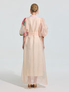Watercolor Floral Print Appliqué Dress - Social Queen