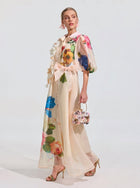 Watercolor Floral Print Appliqué Dress - Social Queen