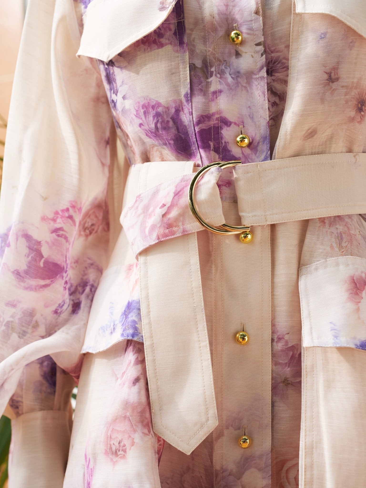 Watercolor Floral Ramie Shirt Dress - Social Queen
