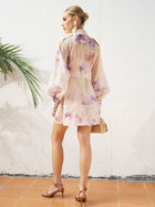 Watercolor Floral Ramie Shirt Dress - Social Queen