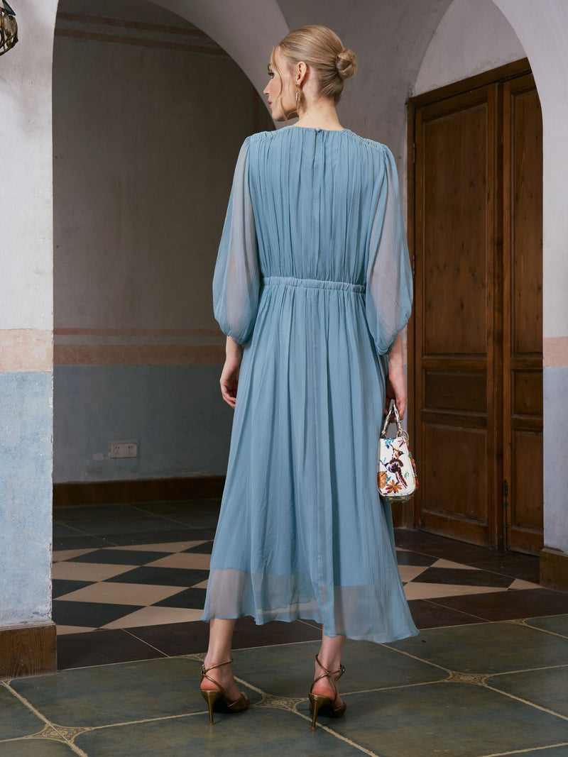 Woven Cutwork Silk Dress - Social Queen